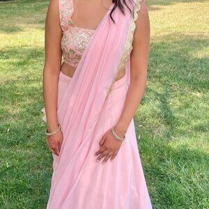 Light Pink Pre-draped Saree
